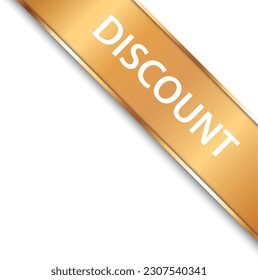  DISCOUNT - ilustración vectorial del banner de la cinta de la esquina del oro con marco de color oro