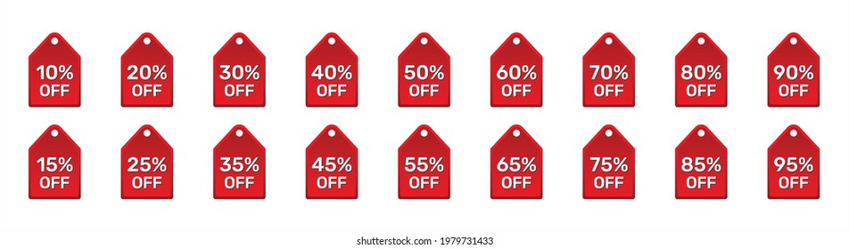 Discount vector illustration set. 3d style. Transparent background