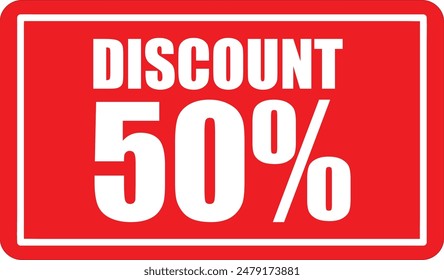 Discount vector image with a red background and white writing that is simple and elegant