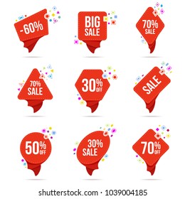 discount vector stickers, a set of stickers with different discounts, sales discounts