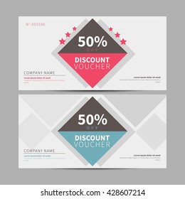 Discount voucher, coupon template, flat design in vector