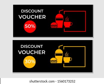 Discount voucher fast food template design.Discount voucher hamburger in template design.