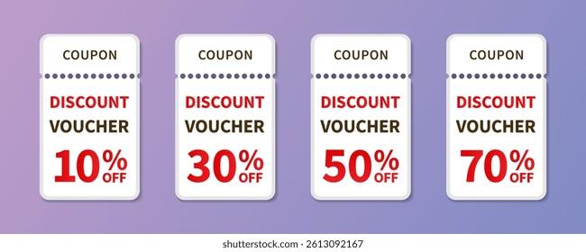 Discount voucher, gift coupon set