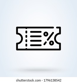 Discount voucher icon or logo line art style. Outline editable payment methods concept. Gift card certificate vector illustration.
