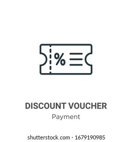 Discount Voucher Outline Vector Icon. Thin Line Black Discount Voucher Icon, Flat Vector Simple Element Illustration From Editable Payment Methods Concept Isolated Stroke On White Background