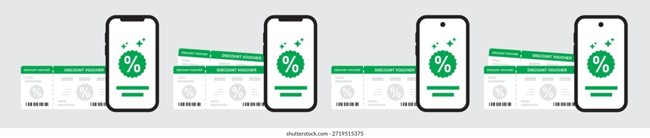 Icono del teléfono del cupón del descuento, Ilustración vectorial