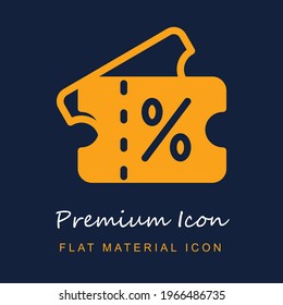 Discount Voucher premium material ui ux isolated vector icon in navy blue and orange colors