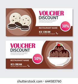 Discount voucher set of ice cream template design.
