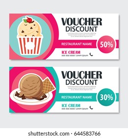 Discount voucher set of ice cream template design.