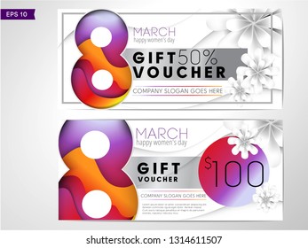 Discount voucher template 8march. Happy woman's day sale banner
