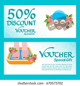 Discount voucher template. Certificate coupon for spa and beauty salon. Vector illustration.