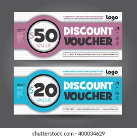 Discount voucher template with clean and modern pattern. Vector illustration.