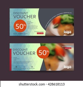discount voucher template with clean and modern pattern and place for your business related photos. Vector illustration
