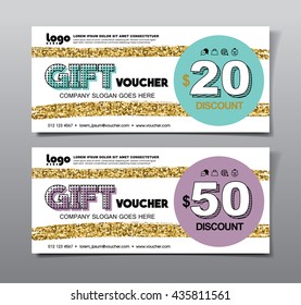 Discount voucher template with clean, modern, rich and golden pattern. Vector illustration