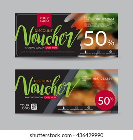 discount voucher template with clean and modern pattern and place for your business related photos. Vector illustration