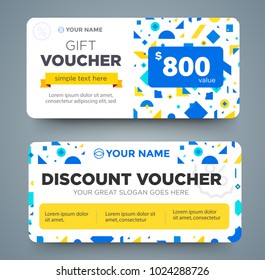 discount voucher template with colorful pattern