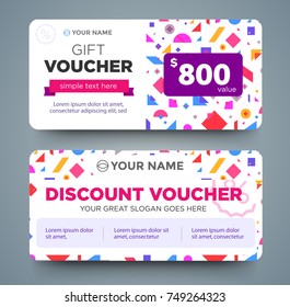 discount voucher template with colorful pattern