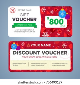 discount voucher template with colorful pattern,cute gift voucher certificate coupon design template,Collection gift certificate business card banner calling card poster, christmas, new year