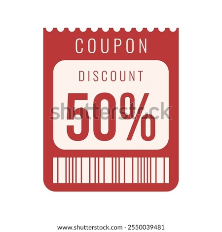 Discount Voucher template design isolated white background. Sale Coupon with barcode and typography text. Advertising Sale vector illustration. 