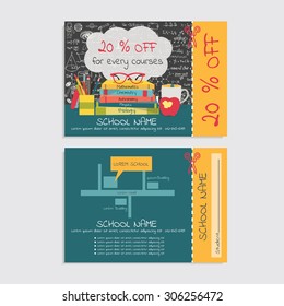 Discount voucher template design for tutoring school and or school stuff store