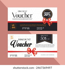 
Discount voucher template elegant ribbon knot decor