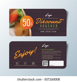 Discount voucher template with premium pattern and place for your business related photos.Restaurant. Vector illustration