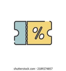 discount, voucher, ticket icon vector illustration logo template for many purpose. Isolated on white background. full color cartoon