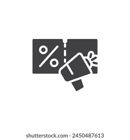 Discount voucher vector icon. filled flat sign for mobile concept and web design. Discount coupon glyph icon. Symbol, logo illustration. Vector graphics