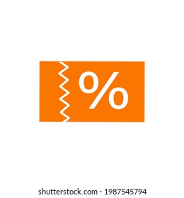 discount voucher vector icon illustration in orange color