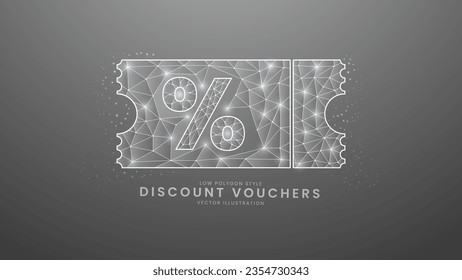 Discount vouchers. Gift voucher with coupon code concept, Modern digital low polygon style vector illustration