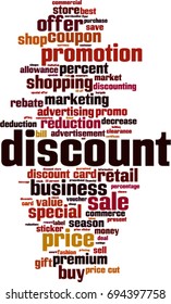 Discount word cloud concept. Vector illustration