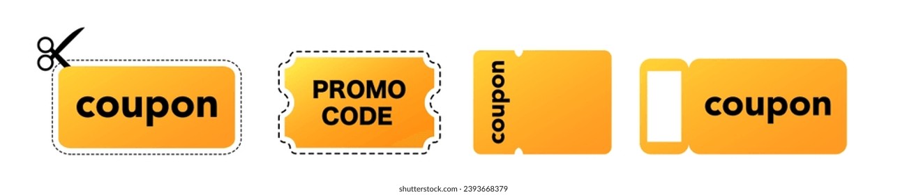 Discount yellow coupon icon. Promocode sale discount ticket.Promo code tag vector icon.