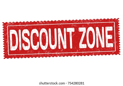 Discount zone label or sticker on white background, vector illustration
