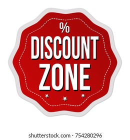 Discount zone label or sticker on white background, vector illustration