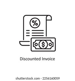Discounted Invoice Vector Outline Icon Design illustration. Shopping and E-Commerce Symbol on White background EPS 10 File
