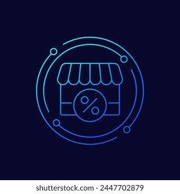 discounter icon, discount store linear design