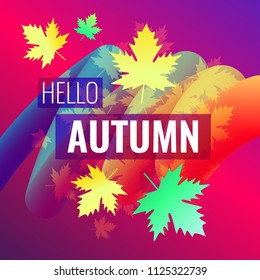 Discounts autumn bright background with leaves. Beautiful vector template for design