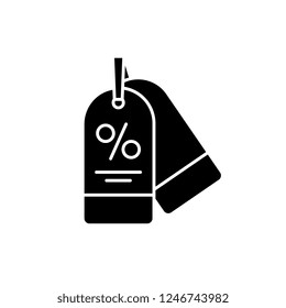Discounts black icon, vector sign on isolated background. Discounts concept symbol, illustration 