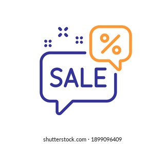 Discounts chat bubble line icon. Sale offer sign. Promotion price symbol. Quality design element. Line style discounts bubble icon. Editable stroke. Vector