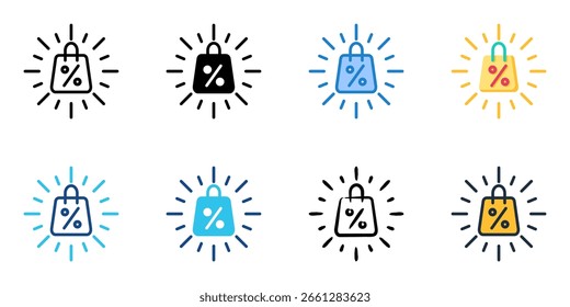 Descuentos en abundancia conjunto de iconos de múltiples estilos de colección 
