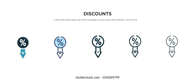 discounts icon in different style vector illustration. two colored and black discounts vector icons designed in filled, outline, line and stroke style can be used for web, mobile, ui