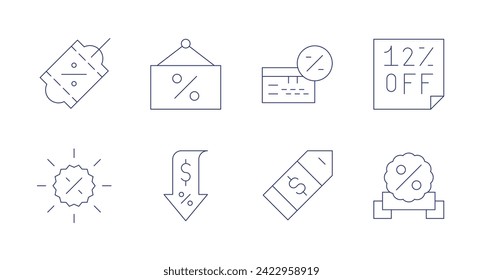 Discounts icons. Editable stroke. Containing saletag, sale, discount.
