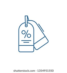 Discounts line icon concept. Discounts flat  vector symbol, sign, outline illustration.