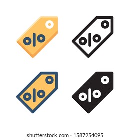 Discounts logo icon design in four style. Line, Glyph, Flat and Color Line style