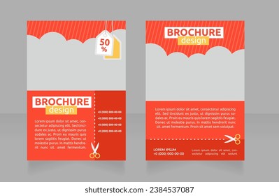 Discounts on designer clothing blank brochure design. Template set with copy space for text. Premade corporate reports collection. Editable 2 paper pages. Ubuntu Bold, Regular fonts used