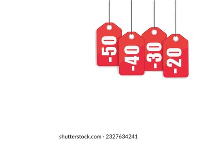 Discounts price tag with discount minus 50 30 40 20 sale vector illustration