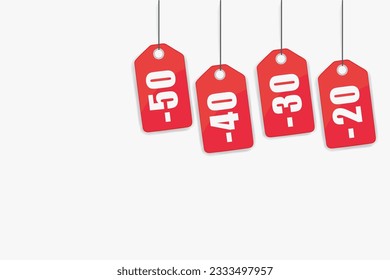 Discounts price tag red discount minus 30 40 20 sale vector illustration