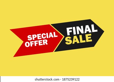 discounts red on yellow background drawn in flat style