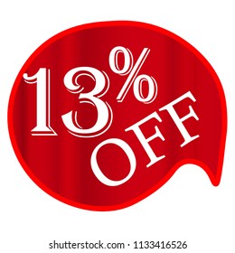 Discounts Sale Banner 13% Illustration vector Red background white letters