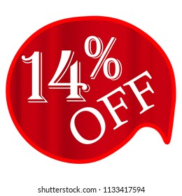 Discounts Sale Banner 14% Illustration vector Red background white letters